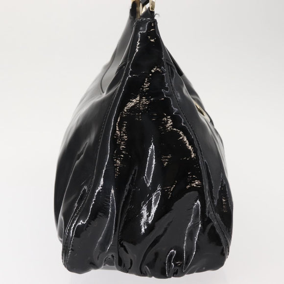 GUCCI Abbey Shoulder Bag Enamel Black Gold 189833 Auth 148274