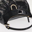 GUCCI Abbey Shoulder Bag Enamel Black Gold 189833 Auth 148274-6