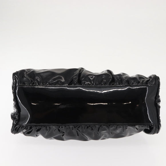 GUCCI Abbey Shoulder Bag Enamel Black Gold 189833 Auth 148274