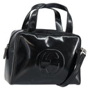 GUCCI Hand Bag Enamel 2way Black Silver 000 1274 0505 Auth 148275-1