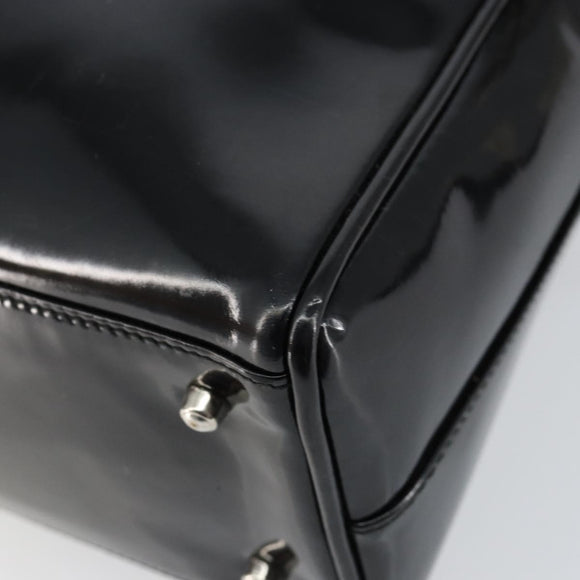 GUCCI Hand Bag Enamel 2way Black Silver 000 1274 0505 Auth 148275