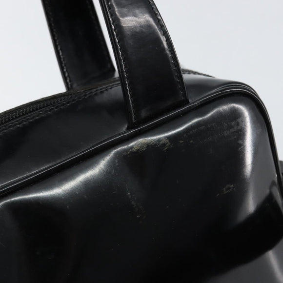 GUCCI Hand Bag Enamel 2way Black Silver 000 1274 0505 Auth 148275