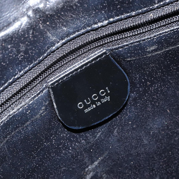 GUCCI Hand Bag Enamel 2way Black Silver 000 1274 0505 Auth 148275