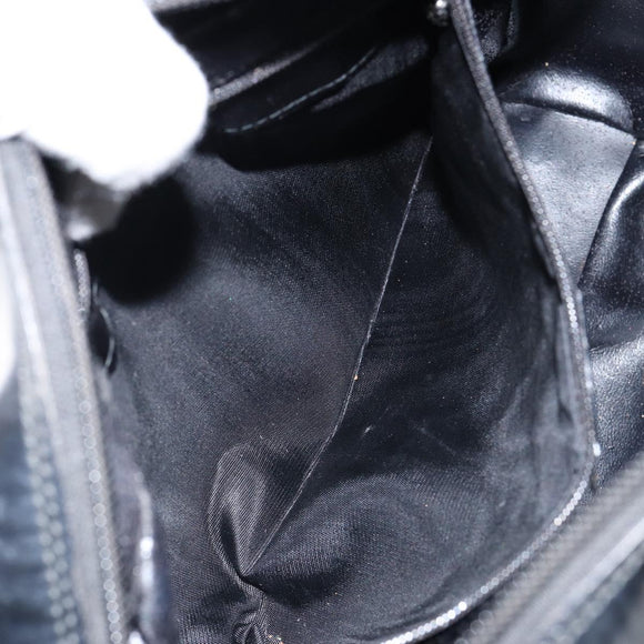 GUCCI Hand Bag Enamel 2way Black Silver 000 1274 0505 Auth 148275