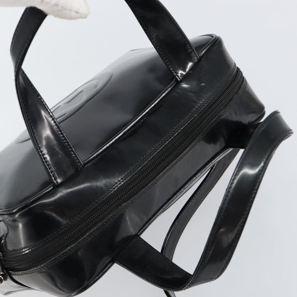 GUCCI Hand Bag Enamel 2way Black Silver 000 1274 0505 Auth 148275