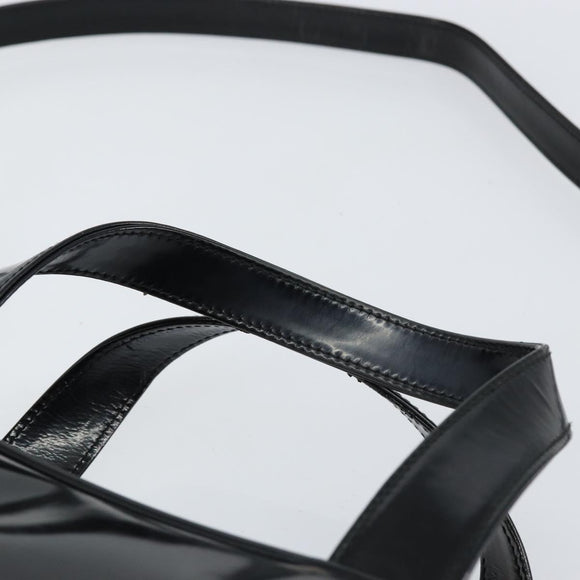 GUCCI Hand Bag Enamel 2way Black Silver 000 1274 0505 Auth 148275