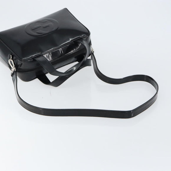 GUCCI Hand Bag Enamel 2way Black Silver 000 1274 0505 Auth 148275