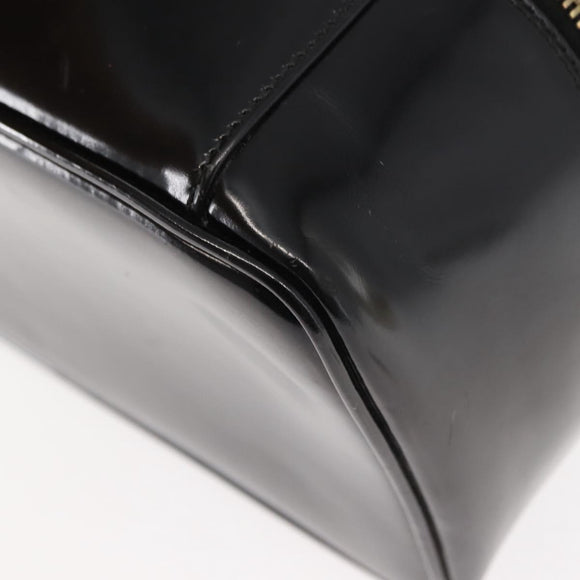 GUCCI Bamboo Vanity Pouch Enamel Black Gold 032 1705 0150 Auth 148276