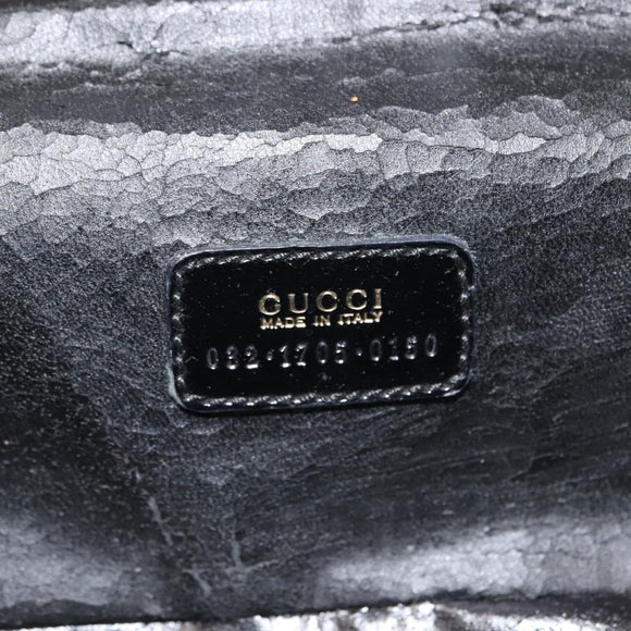 GUCCI Bamboo Vanity Pouch Enamel Black Gold 032 1705 0150 Auth 148276