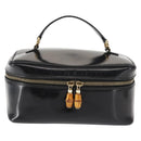 GUCCI Bamboo Vanity Pouch Enamel Black Gold 032 1705 0150 Auth 148276-13