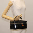 GUCCI Bamboo Vanity Pouch Enamel Black Gold 032 1705 0150 Auth 148276-20
