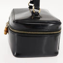 GUCCI Bamboo Vanity Pouch Enamel Black Gold 032 1705 0150 Auth 148276-3