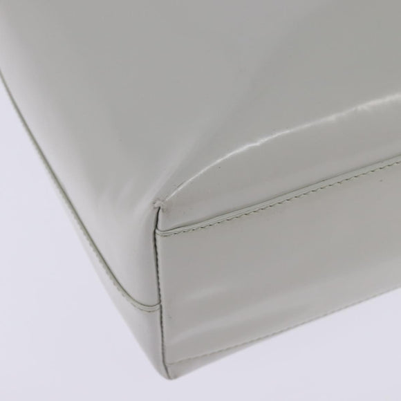 PRADA Hand Bag Enamel Gray Auth 148279