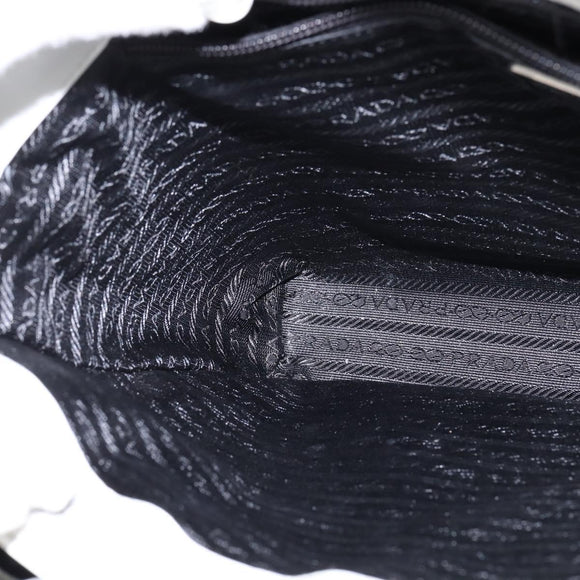 PRADA Hand Bag Enamel Gray Auth 148279