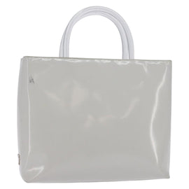 PRADA Hand Bag Enamel Gray Auth 148279