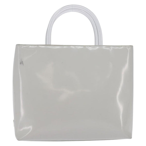 PRADA Hand Bag Enamel Gray Auth 148279