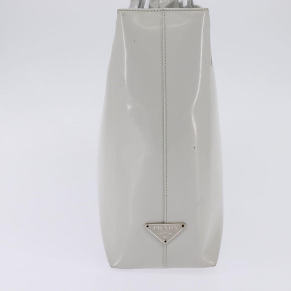 PRADA Hand Bag Enamel Gray Auth 148279
