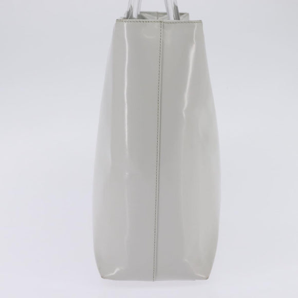 PRADA Hand Bag Enamel Gray Auth 148279