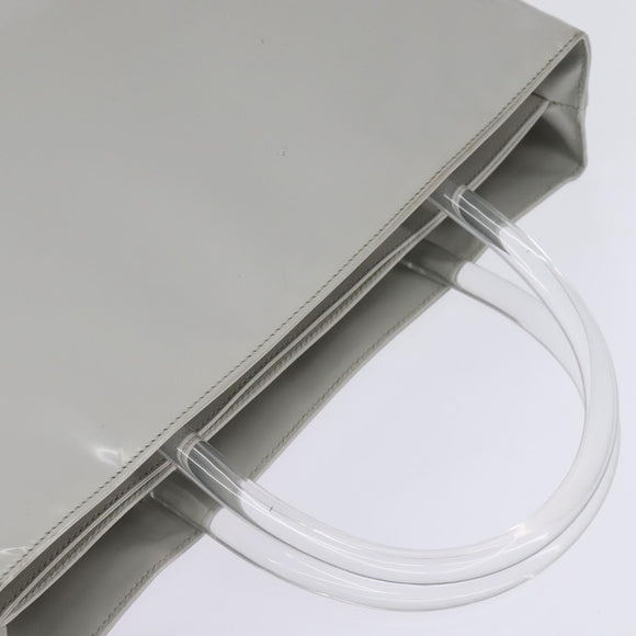 PRADA Hand Bag Enamel Gray Auth 148279