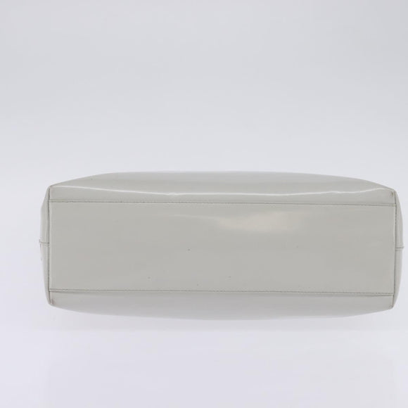 PRADA Hand Bag Enamel Gray Auth 148279