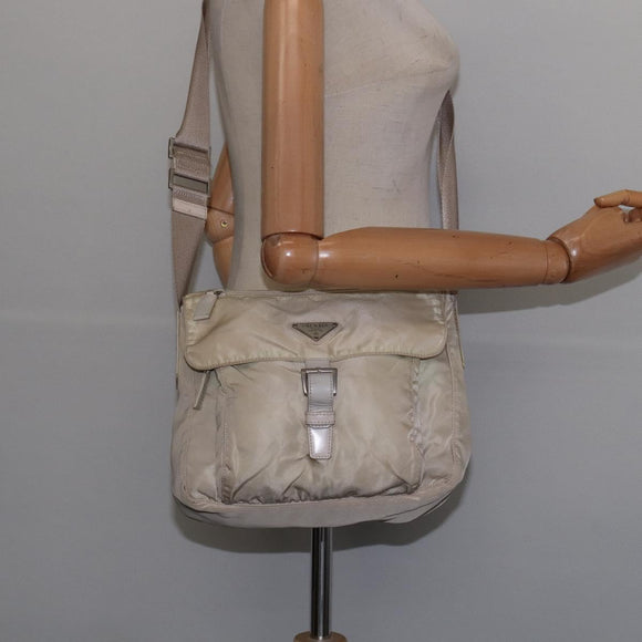 PRADA Shoulder Bag Nylon Ivory Auth 148280