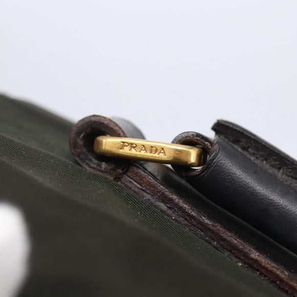 PRADA Tote Bag Nylon Khaki Gold Auth 148282