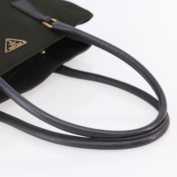 PRADA Tote Bag Nylon Khaki Gold Auth 148282