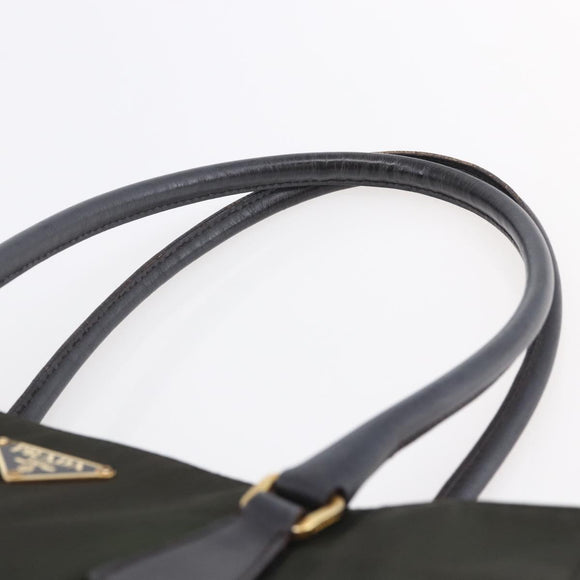 PRADA Tote Bag Nylon Khaki Gold Auth 148282
