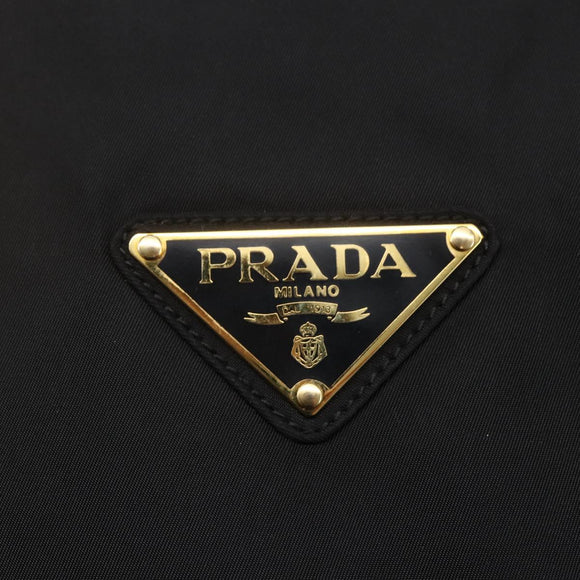 PRADA Chain Shoulder Bag Nylon Black Gold Auth 148283