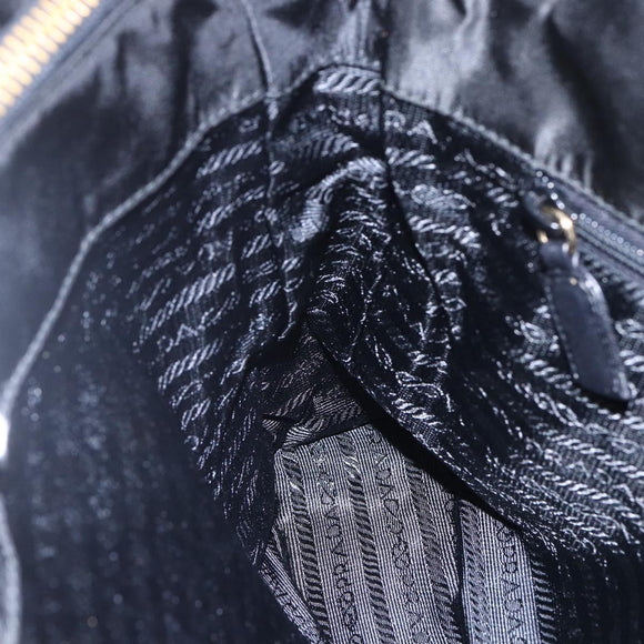 PRADA Chain Shoulder Bag Nylon Black Gold Auth 148283