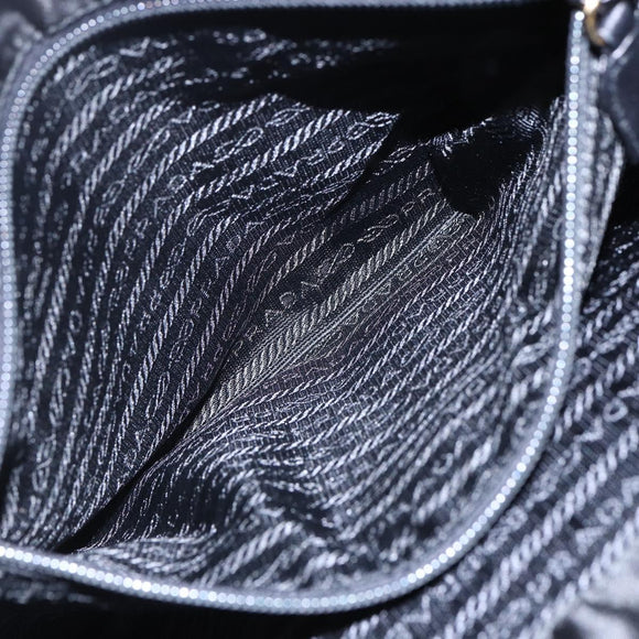 PRADA Chain Shoulder Bag Nylon Black Gold Auth 148283