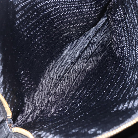 PRADA Chain Shoulder Bag Nylon Black Gold Auth 148283