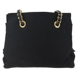 PRADA Chain Shoulder Bag Nylon Black Gold Auth 148283 - 0