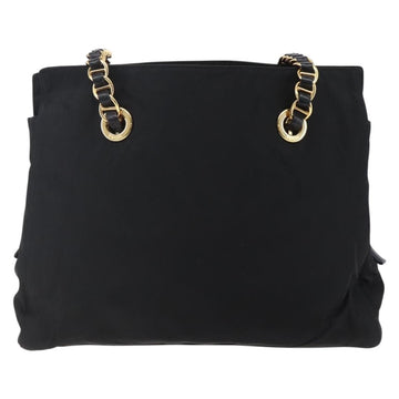 PRADA Chain Shoulder Bag Nylon Black Gold Auth 148283 - 0
