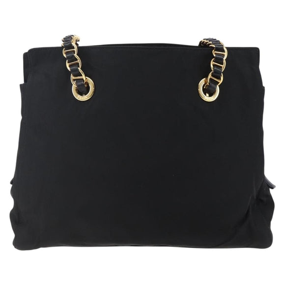 PRADA Chain Shoulder Bag Nylon Black Gold Auth 148283