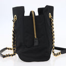 PRADA Chain Shoulder Bag Nylon Black Gold Auth 148283-4