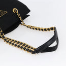 PRADA Chain Shoulder Bag Nylon Black Gold Auth 148283-7