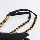 PRADA Chain Shoulder Bag Nylon Black Gold Auth 148283-8