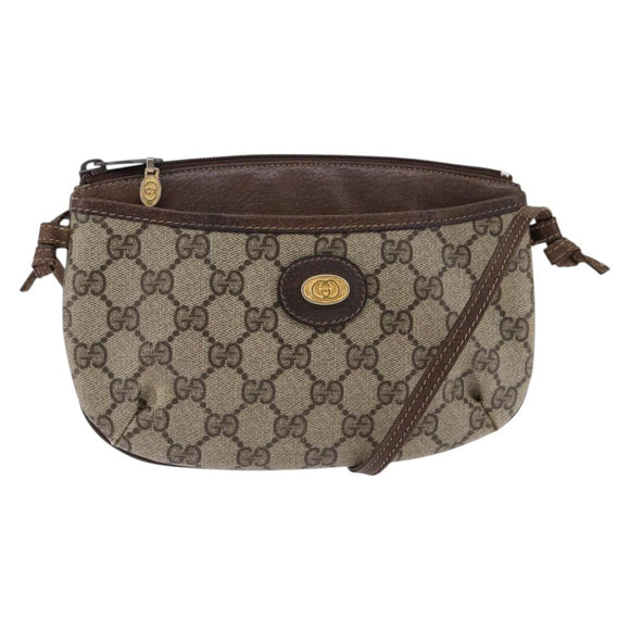 GUCCI GG Supreme Shoulder Bag PVC Beige Gold Auth 148286