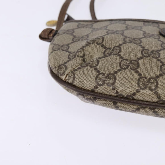 GUCCI GG Supreme Shoulder Bag PVC Beige Gold Auth 148286