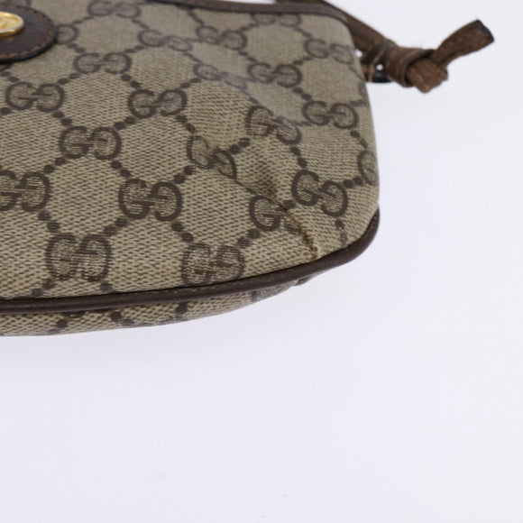 GUCCI GG Supreme Shoulder Bag PVC Beige Gold Auth 148286