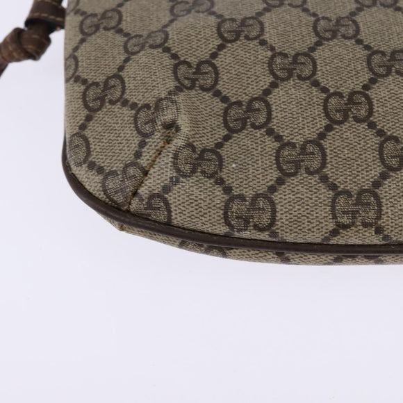 GUCCI GG Supreme Shoulder Bag PVC Beige Gold Auth 148286