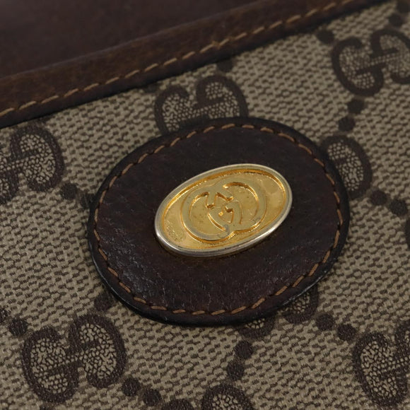 GUCCI GG Supreme Shoulder Bag PVC Beige Gold Auth 148286