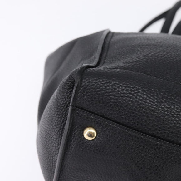 Salvatore Ferragamo Gancini Tote Bag Leather Black Gold Auth 148288