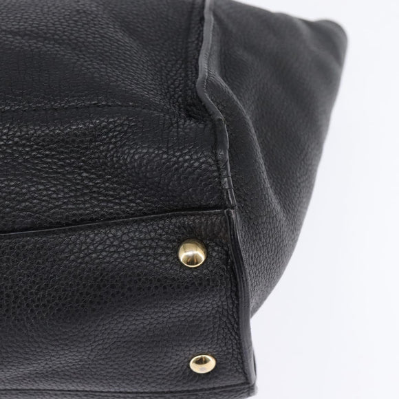 Salvatore Ferragamo Gancini Tote Bag Leather Black Gold Auth 148288