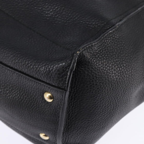 Salvatore Ferragamo Gancini Tote Bag Leather Black Gold Auth 148288