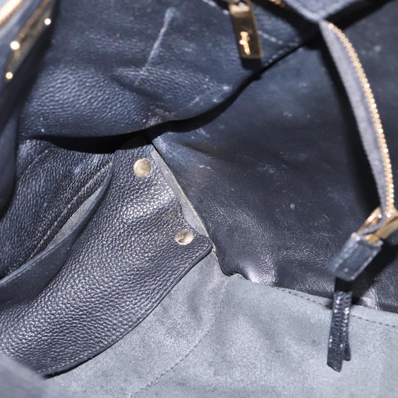 Salvatore Ferragamo Gancini Tote Bag Leather Black Gold Auth 148288