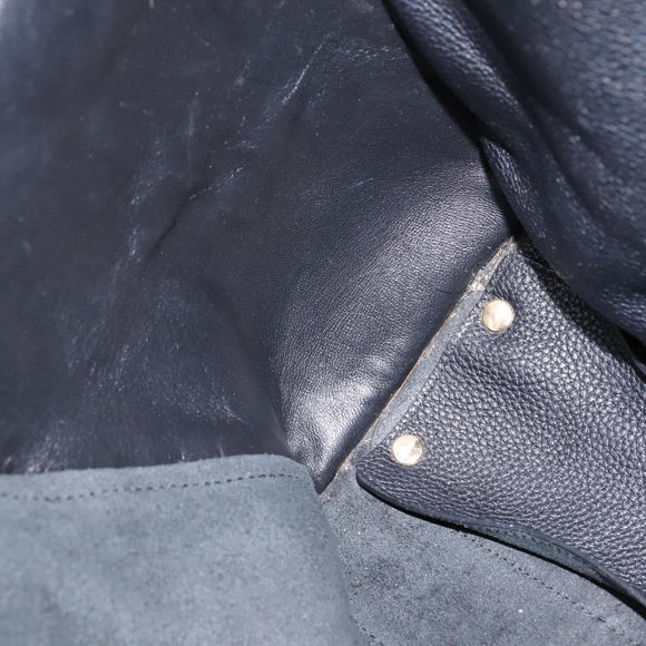 Salvatore Ferragamo Gancini Tote Bag Leather Black Gold Auth 148288