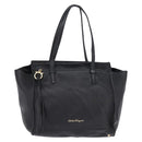 Salvatore Ferragamo Gancini Tote Bag Leather Black Gold Auth 148288-13
