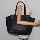 Salvatore Ferragamo Gancini Tote Bag Leather Black Gold Auth 148288-21